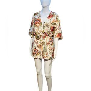 Oh My Love London Satin Ivory Floral Playsuit NWT